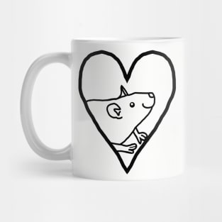 My Valentine Rat Line Drawing Mug